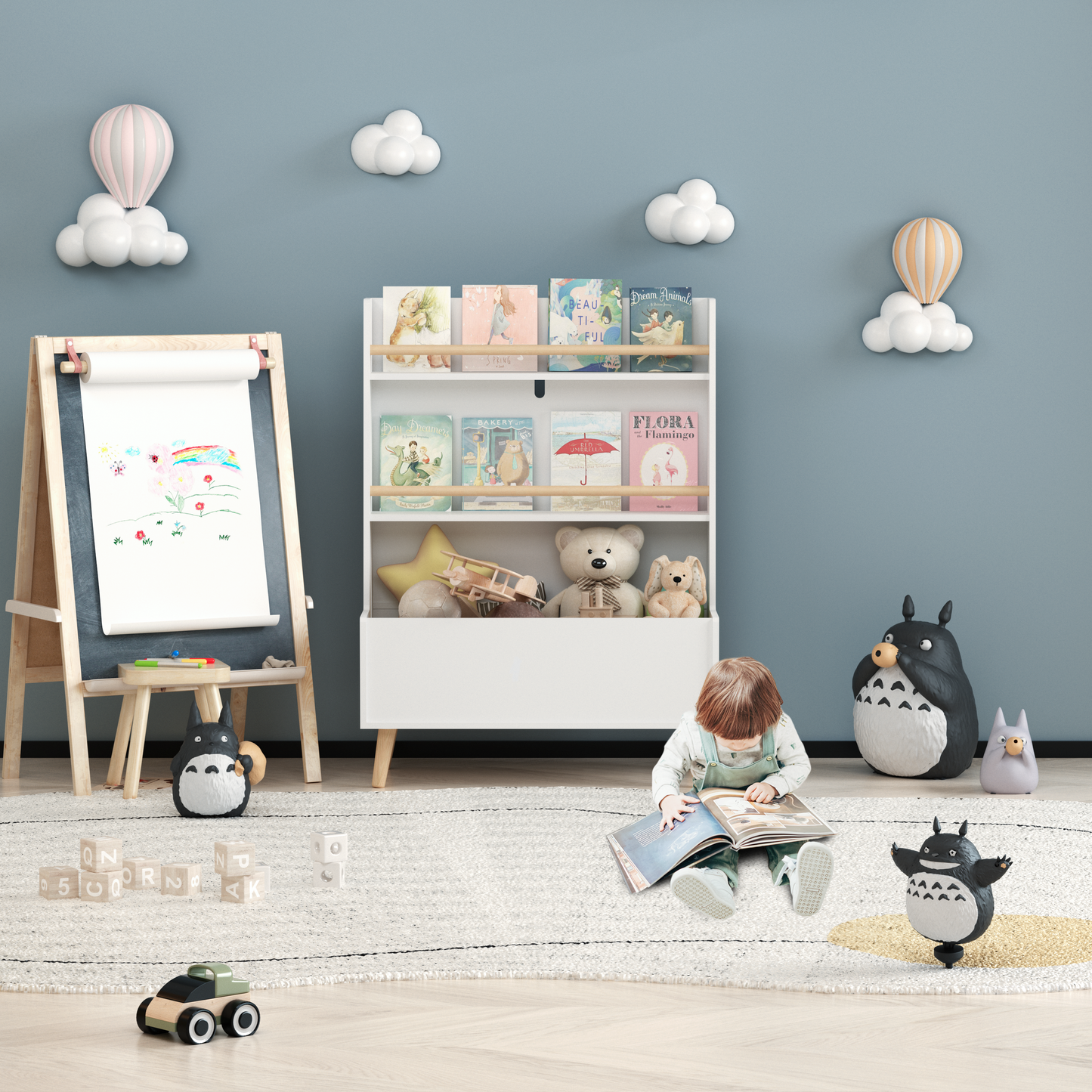 Brightly Kids Bookshelf & Toy Organizer