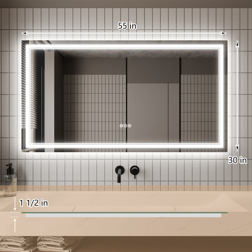 Illuminated Smart Bathroom Mirror - Touch Control & Anti-Fog