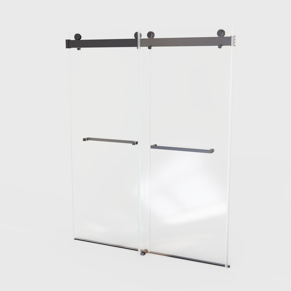 Matte Black Frameless Soft-Close Double Sliding Shower Door