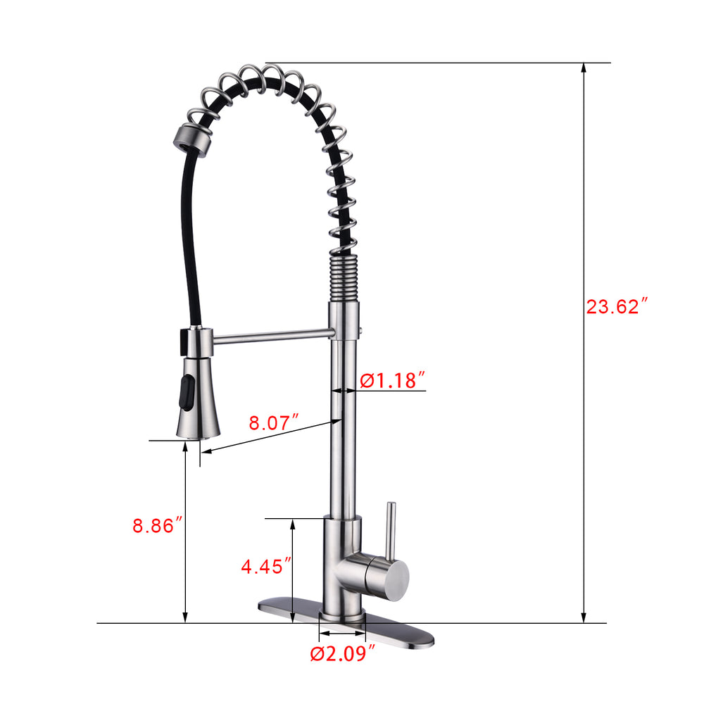 Sleek Brushed Nickel Kitchen Faucet with Stylish Spring Spout