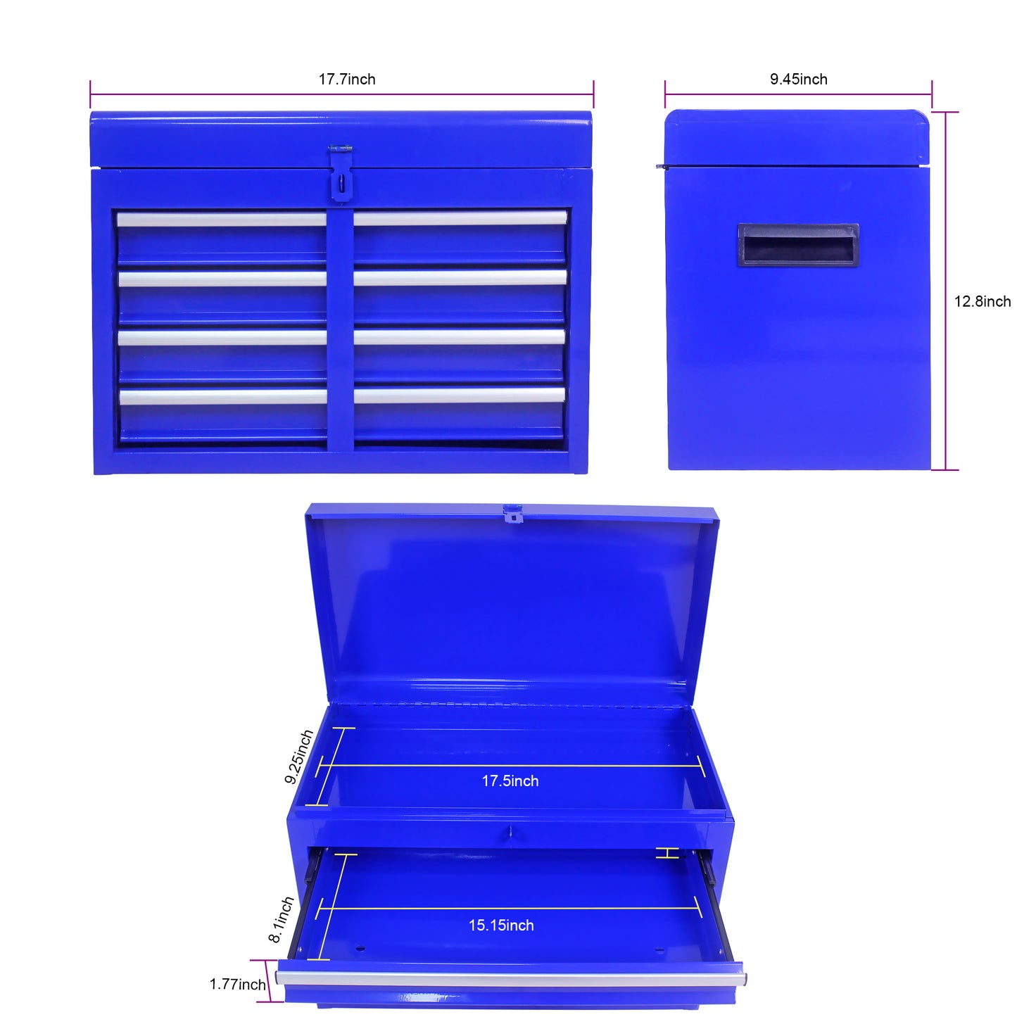 Versatile Blue Tool Chest with Adjustable Shelf