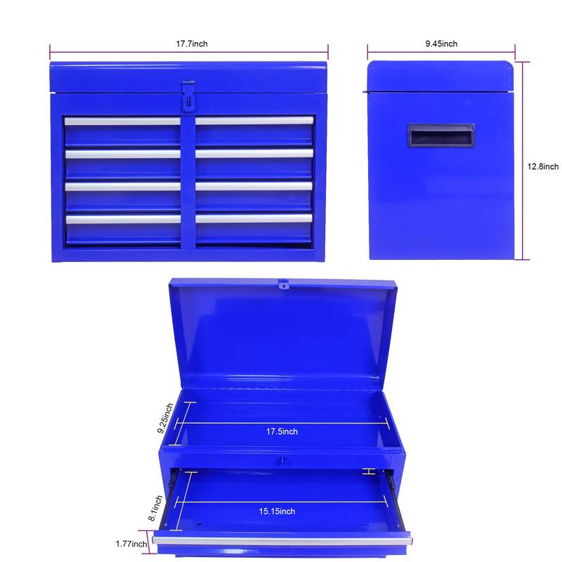 Versatile Blue Tool Chest with Adjustable Shelf