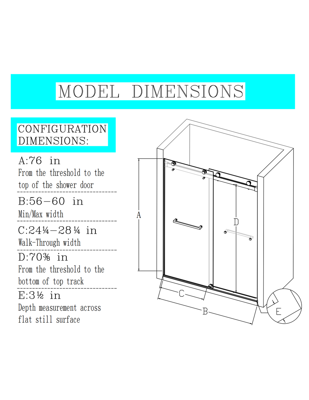 Matte Black Frameless Soft-Close Double Sliding Shower Door