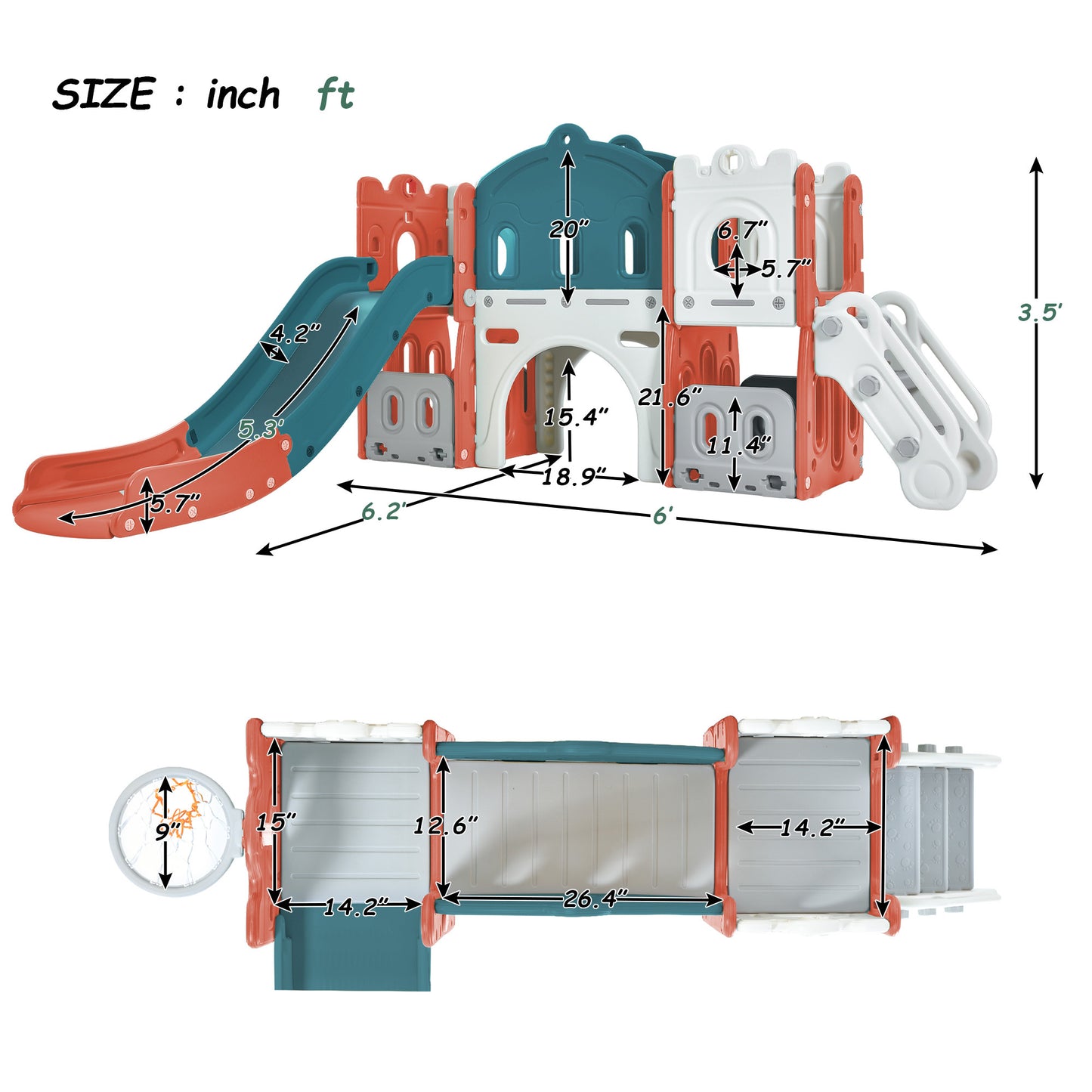 Adventure Castle Playset with Slide & Hoop