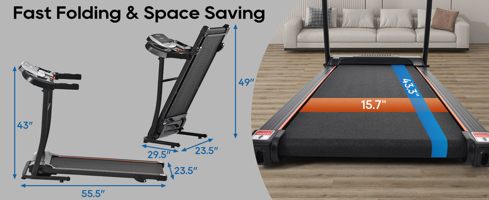 SmartFold Treadmill: Compact Running & Walking Machine for Home Fitness