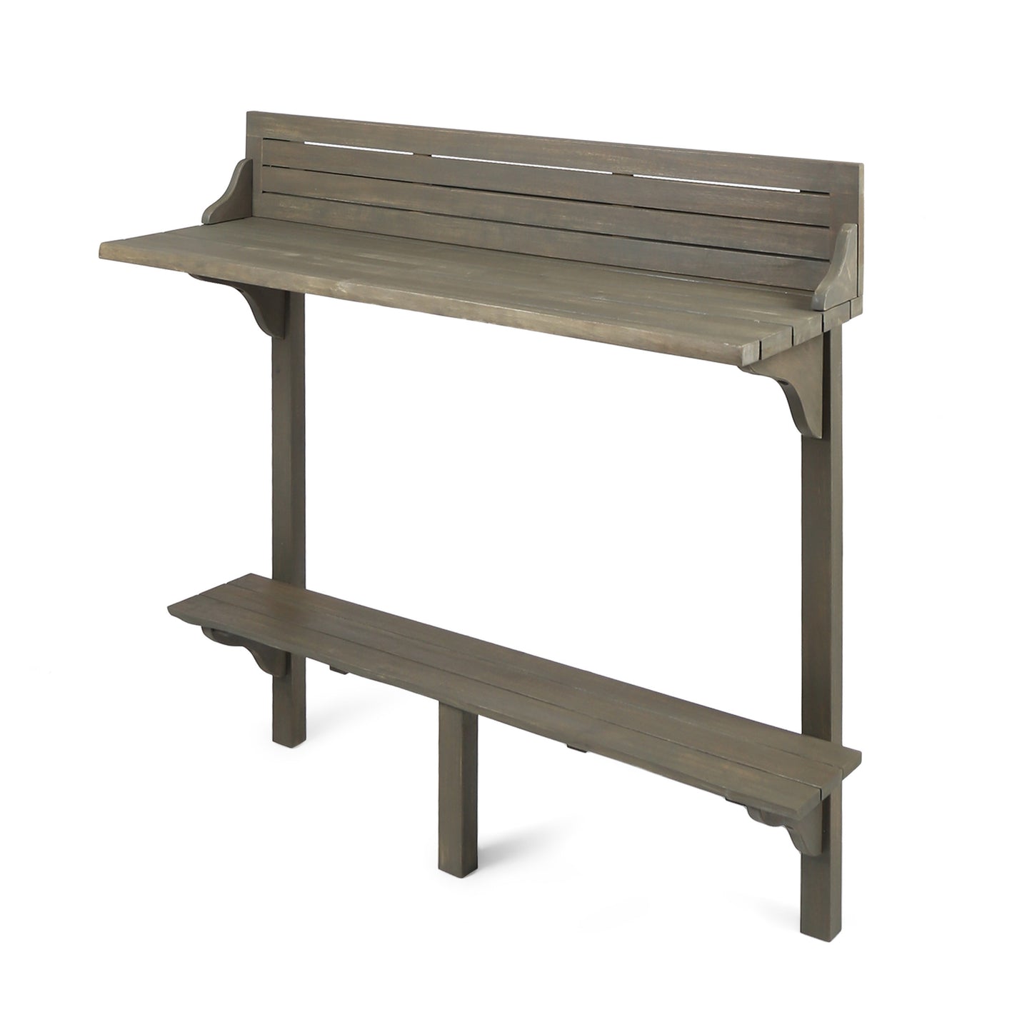 Gray Acacia Wood Balcony Bar Table