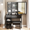 Chic Compact Vanity Set with Cushioned Stool & Sliding Mirror