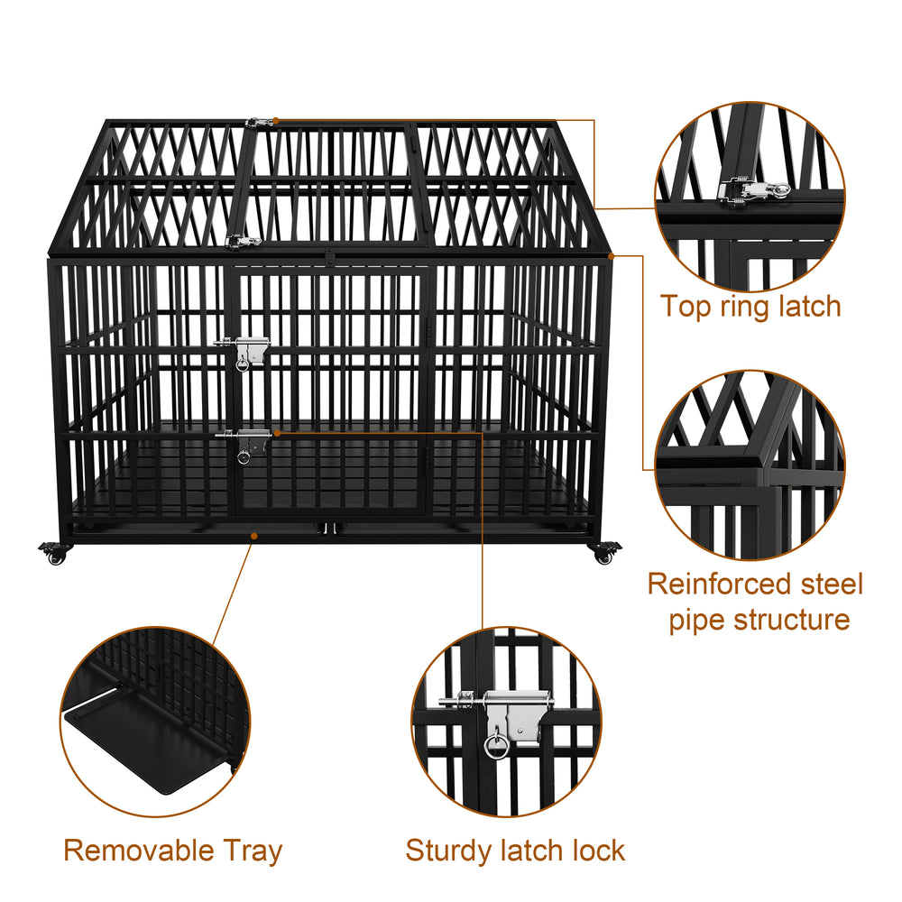 Ultimate Heavy-Duty Dog Crate with Wheels & Dual Access