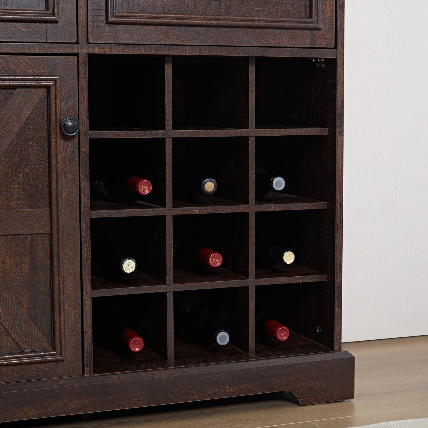 Rustic Wine & Coffee Bar Buffet Cabinet