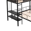 Cozy Metal Bunk Bed with Shelves & Guardrails