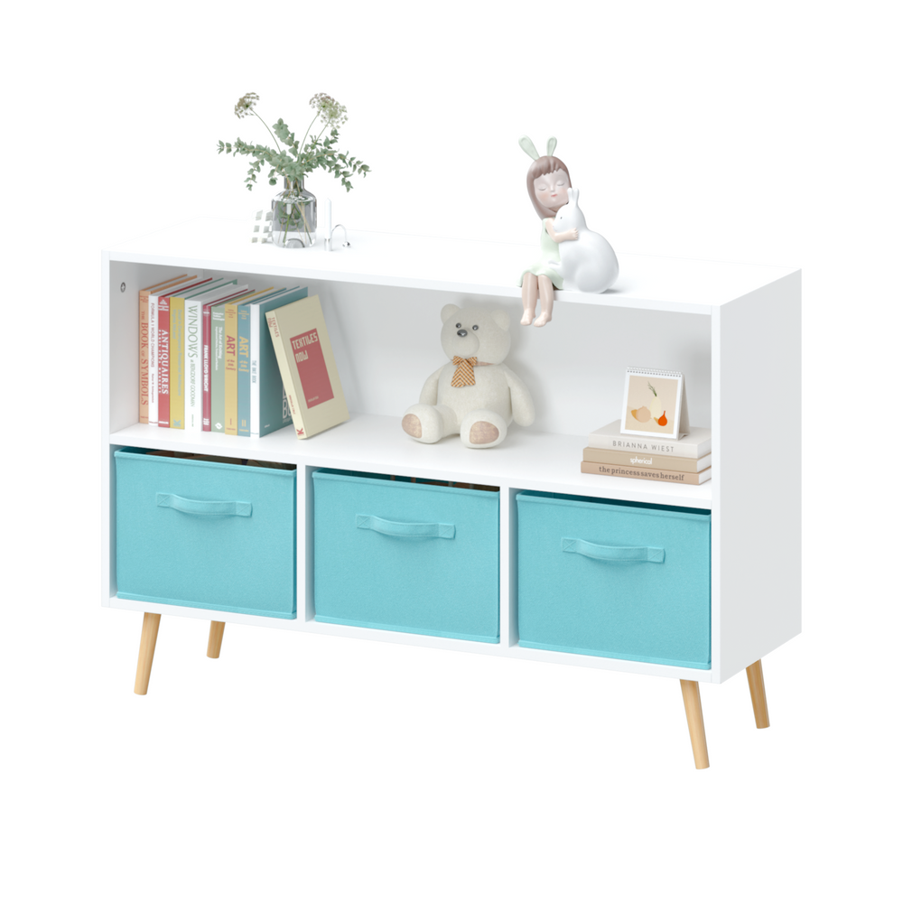 Cozy Cubby Kids Bookcase with Fun Fabric Drawers