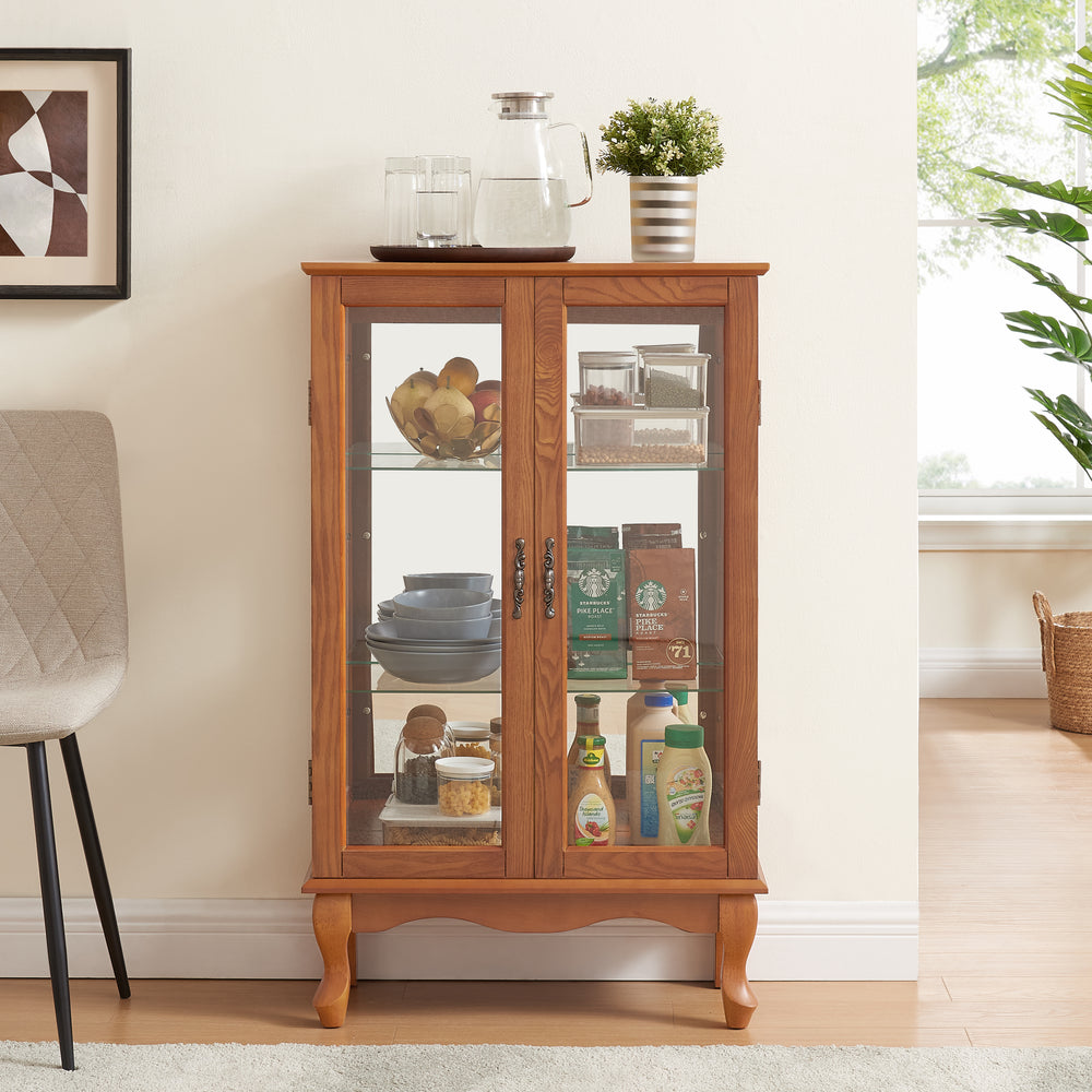 Elegant Lighted Curio Cabinet with Adjustable Shelves