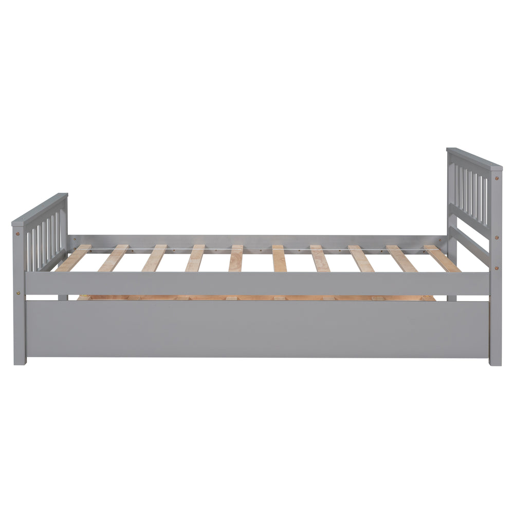 Cozy Grey Twin Bed with Trundle