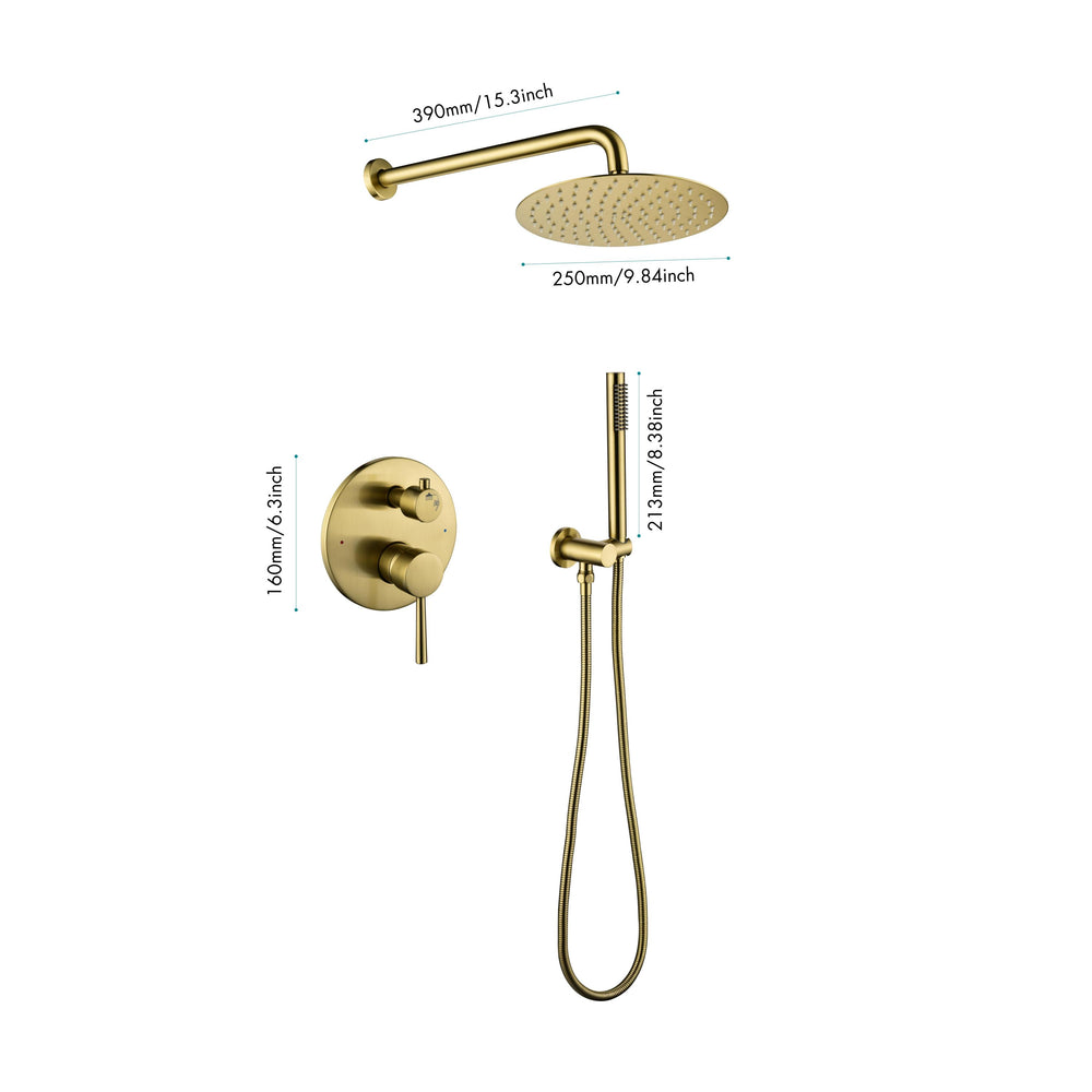 Luxurious Rainfall Shower Set in Brushed Gold