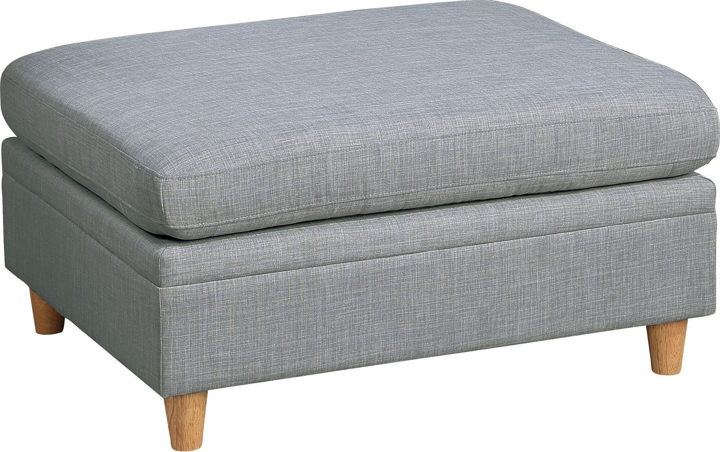 Cozy Grey Ottoman with Wooden Legs