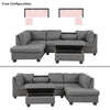 Cozy Gray Reversible Sectional Sofa with Storage Ottoman