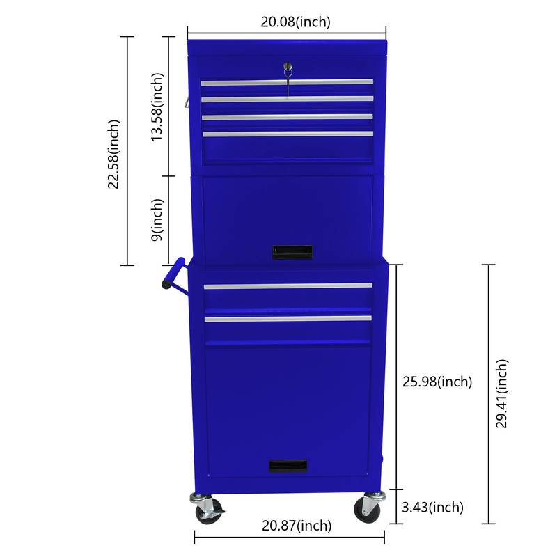 Blue Rolling Tool Chest with 6 Drawers