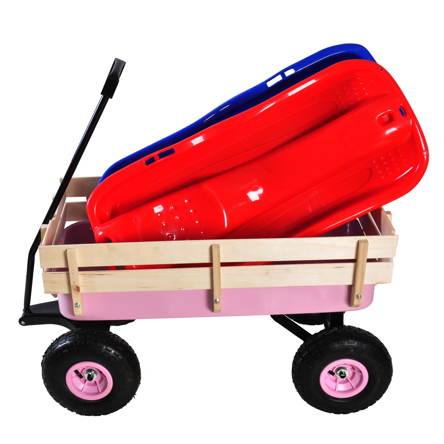 All-Terrain Garden Wagon with Wood Railing