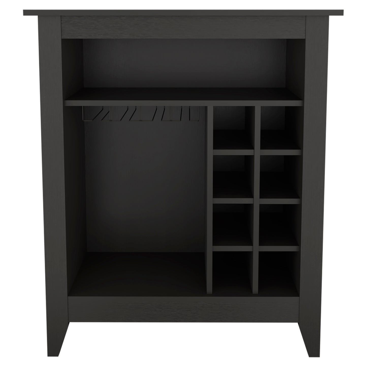 Sleek Black Bar Cabinet with Bottle Storage