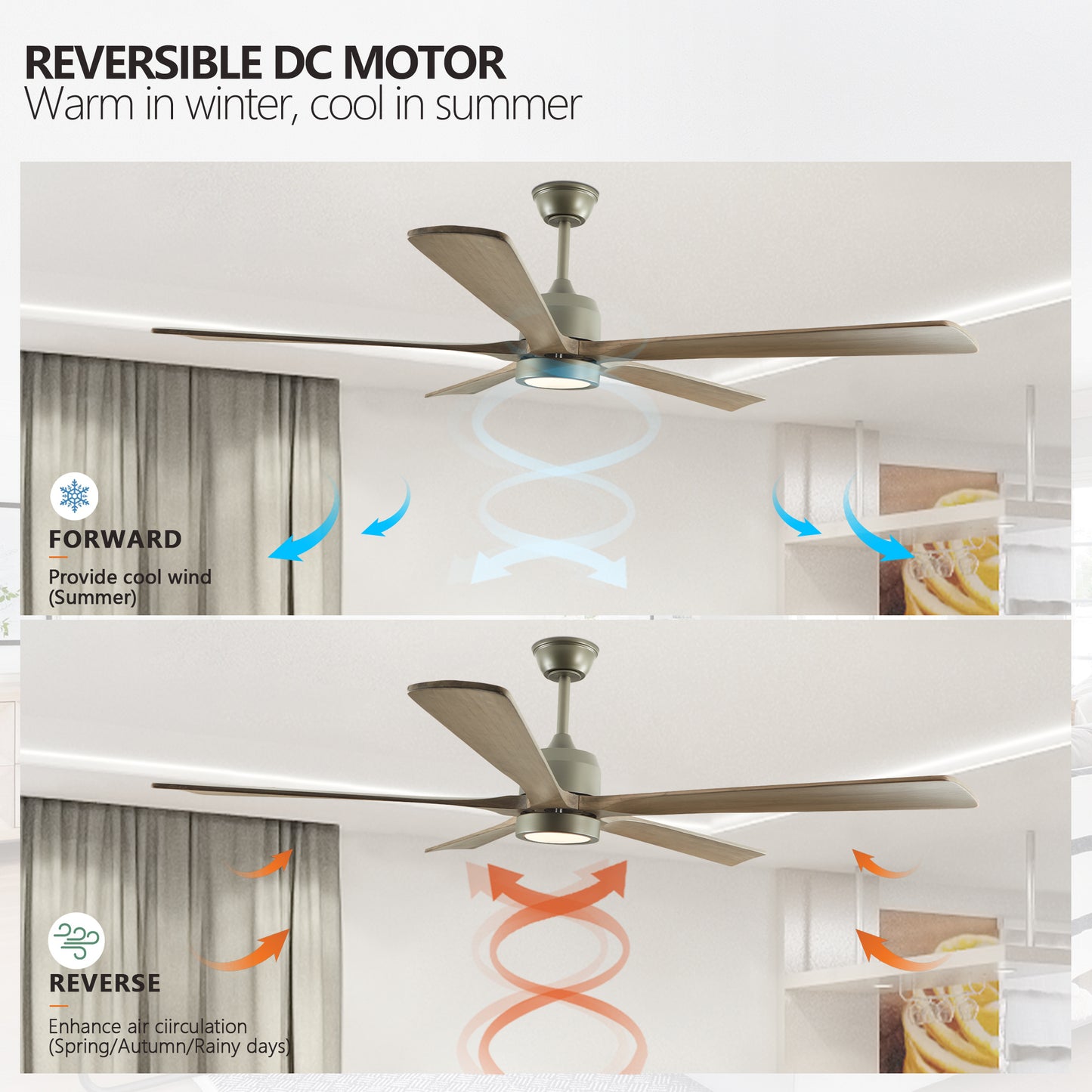 Sleek Wood Ceiling Fan with Light & Remote Control