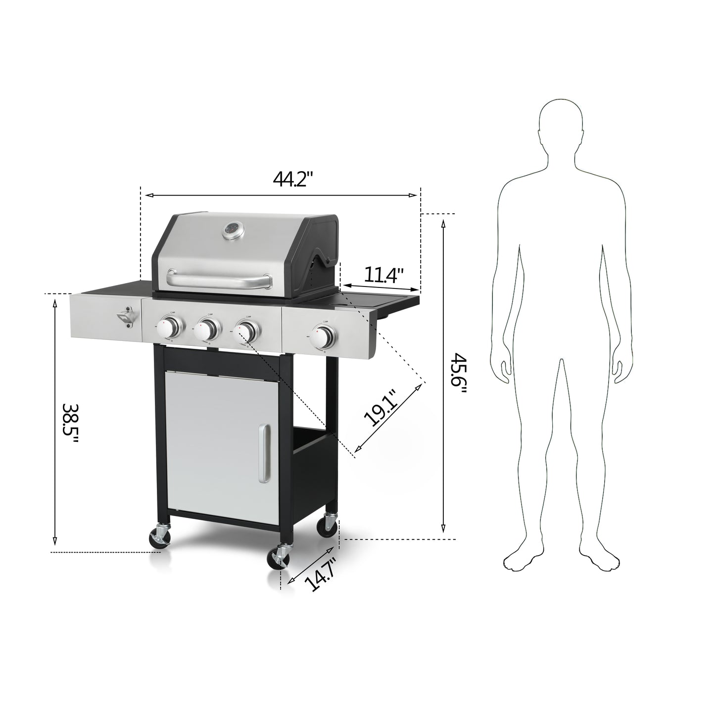 SizzleMaster Triple Burner BBQ Grill