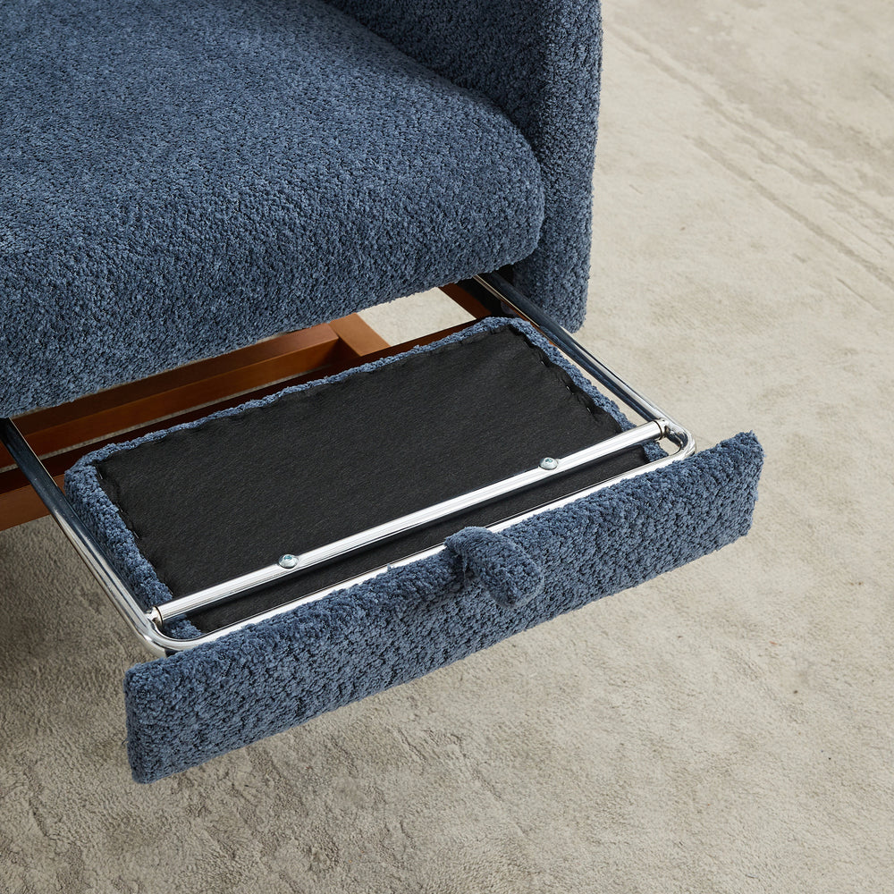 Navy Rocking Glider Chair with Footrest and Side Pocket