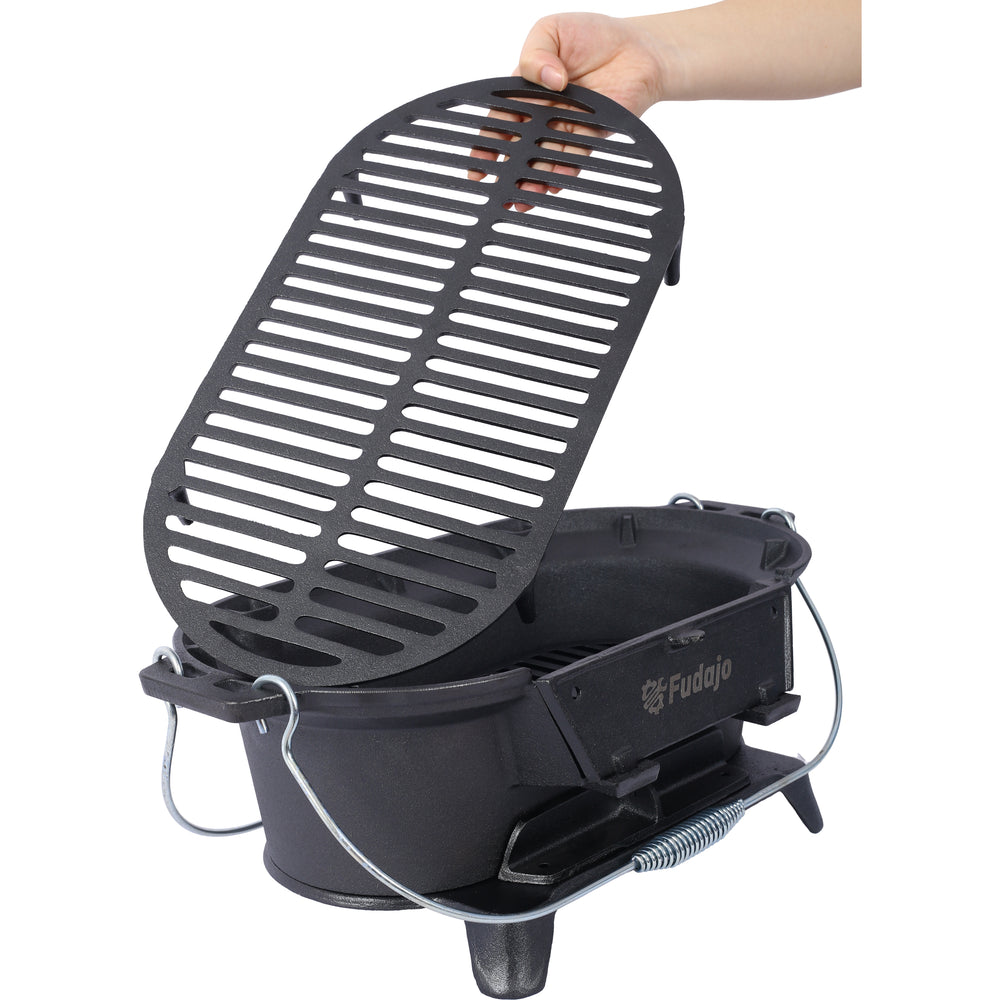 Portable Cast Iron Grill & Skillet Combo