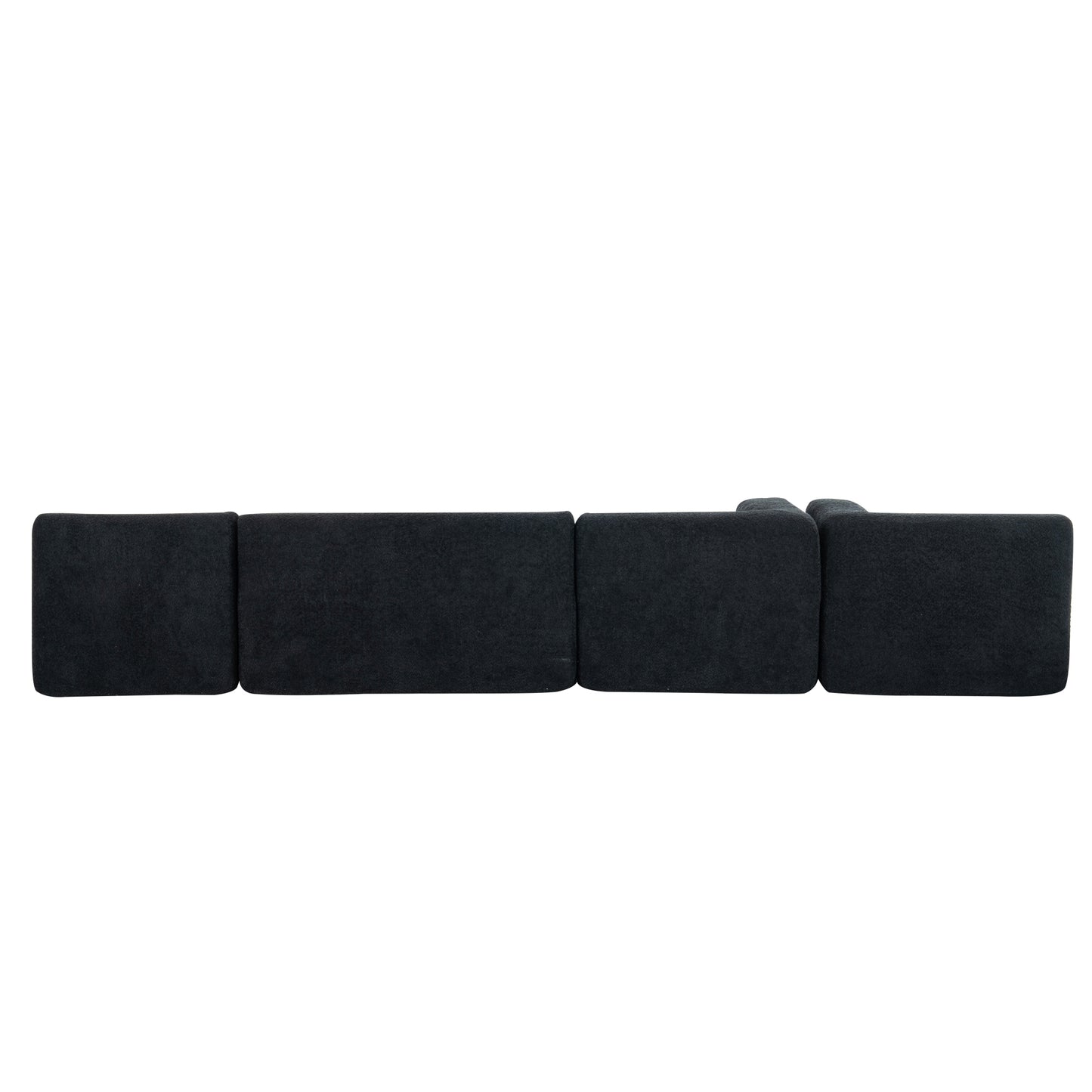 Chic Black Modular Sofa with Loungers and Plush Pillows