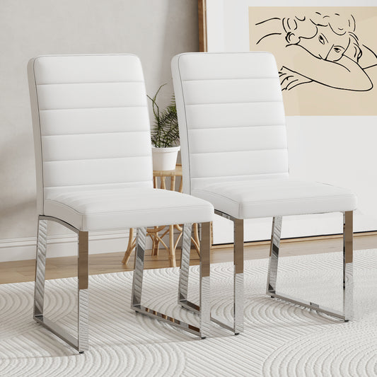 Chic White Dining Chair Duo