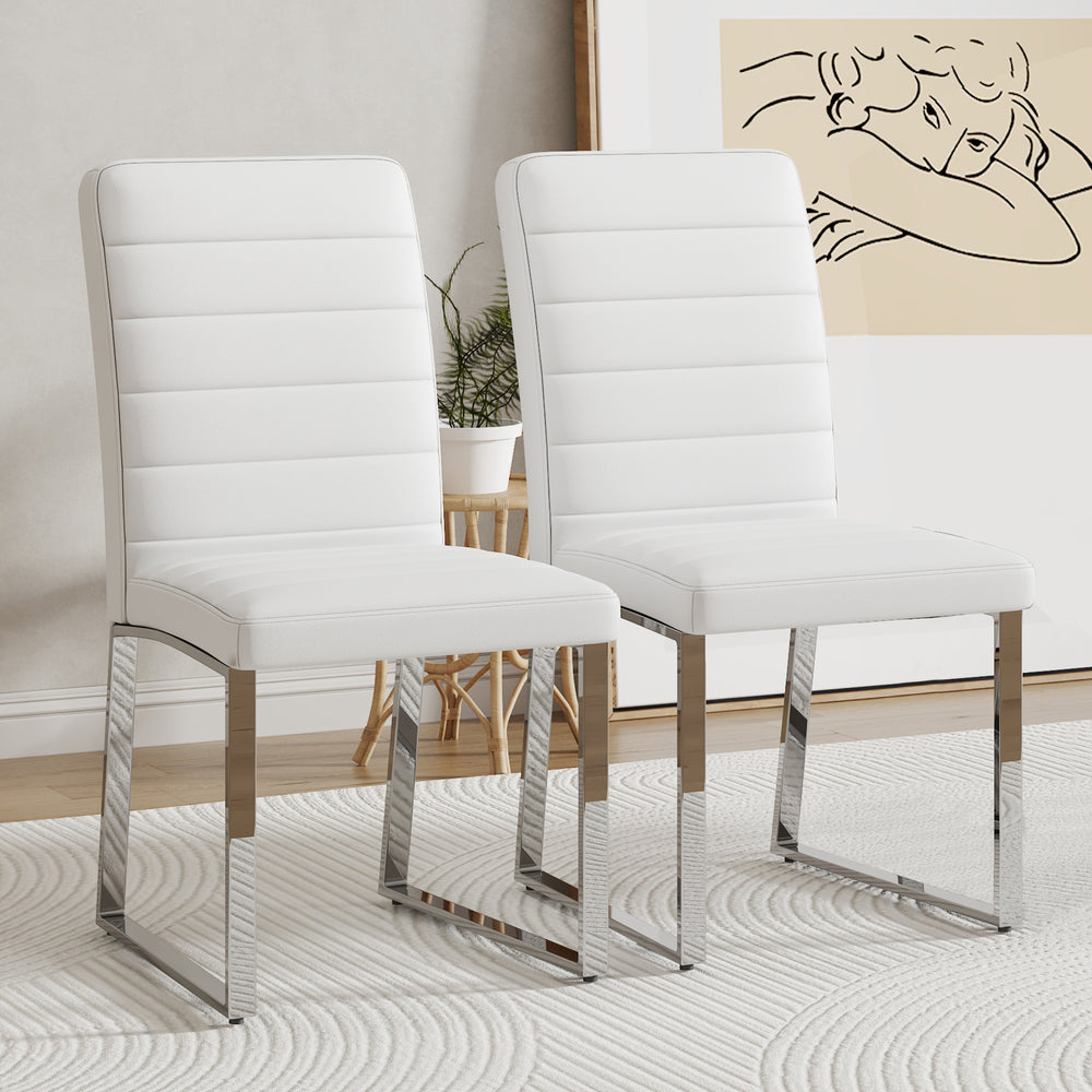 Chic White Dining Chair Duo