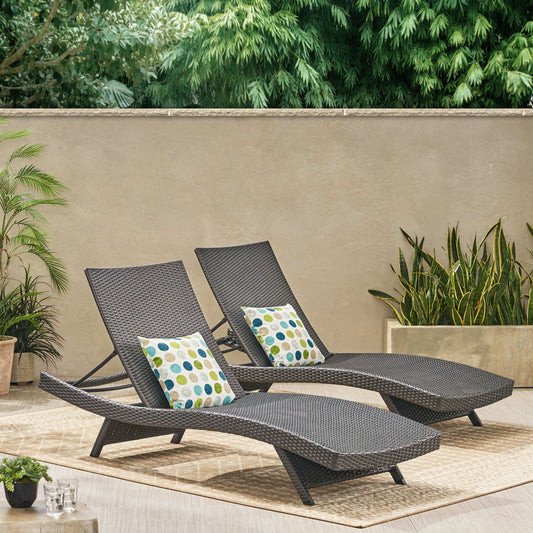 Salem Wicker Chaise Lounge Duo