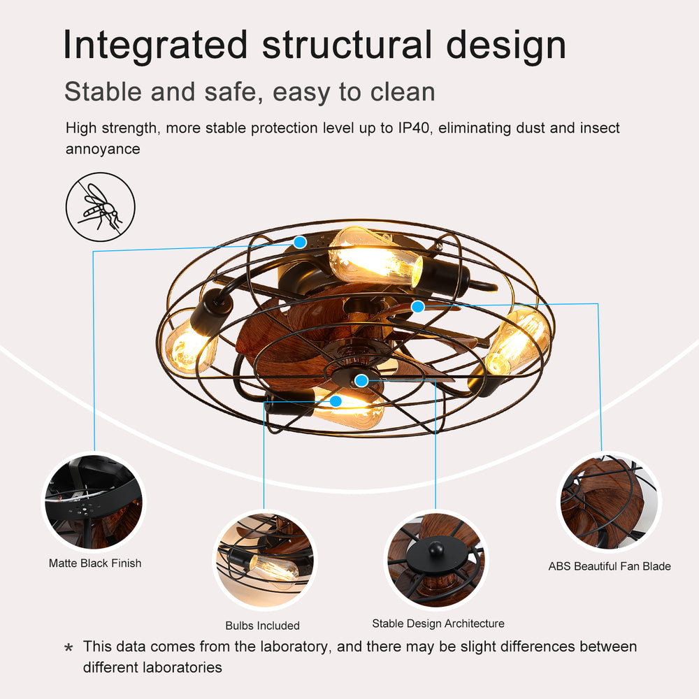 Enclosed Farmhouse Ceiling Fan with Light & Remote