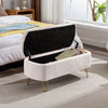 Chic Ivory Storage Ottoman with Gold Legs