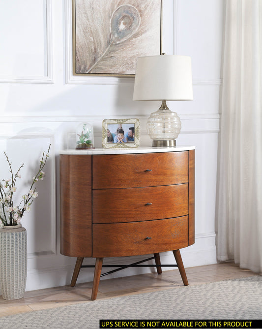 Elegant Walnut Chest with Marble Top and Smooth-Glide Drawers