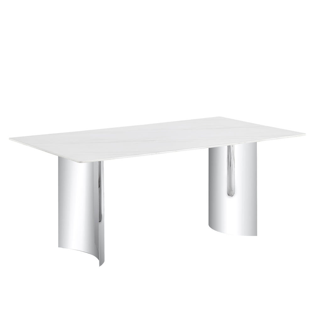 Chic White Marble Dining Table