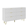 Chic White Wooden Dresser with Gold Accents