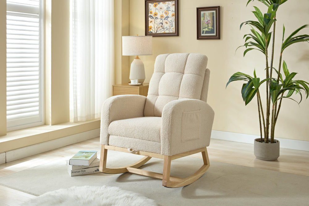 Cozy Rocking Lounge Chair with Footrest & Side Pocket