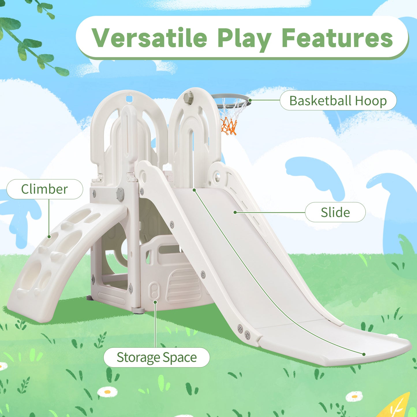 Playtime Adventure Climber with Slide and Basketball Hoop