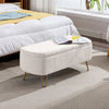 Chic Ivory Storage Ottoman with Gold Legs