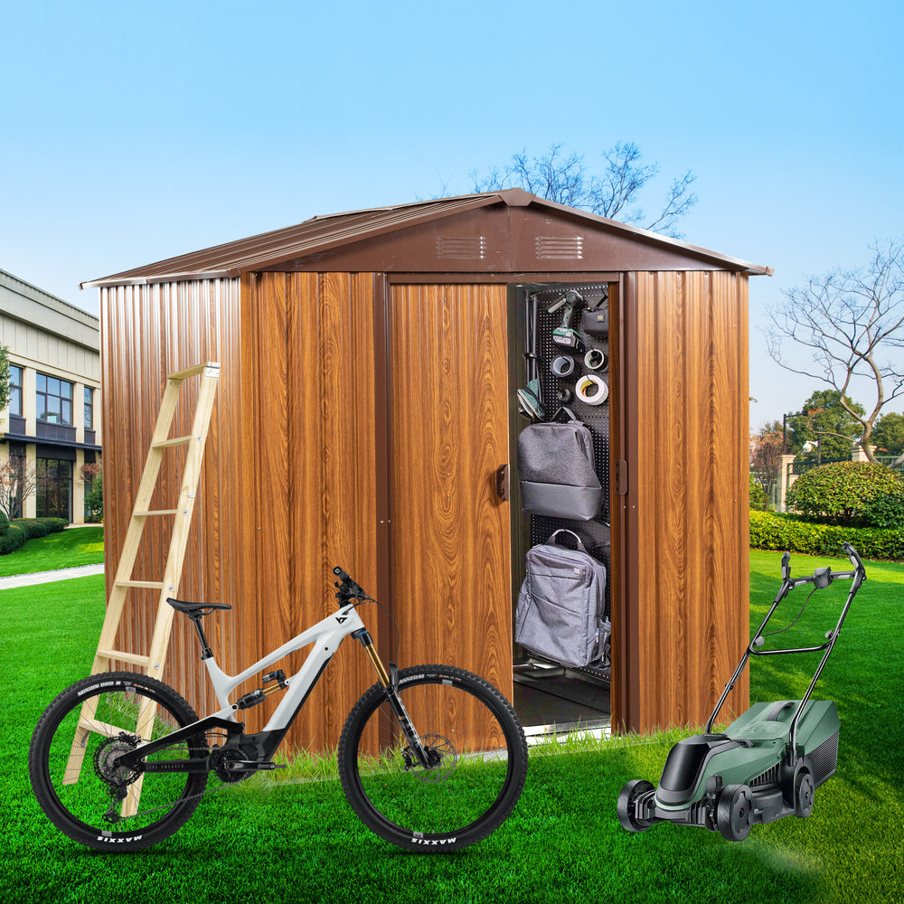 Woodgrain Charm Metal Shed