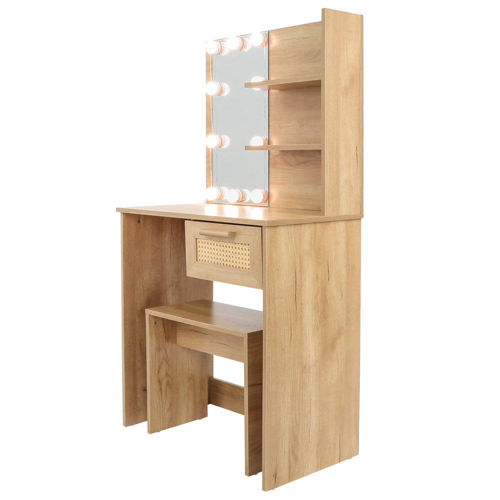 Radiant Vanity Set with Stool and LED Mirror