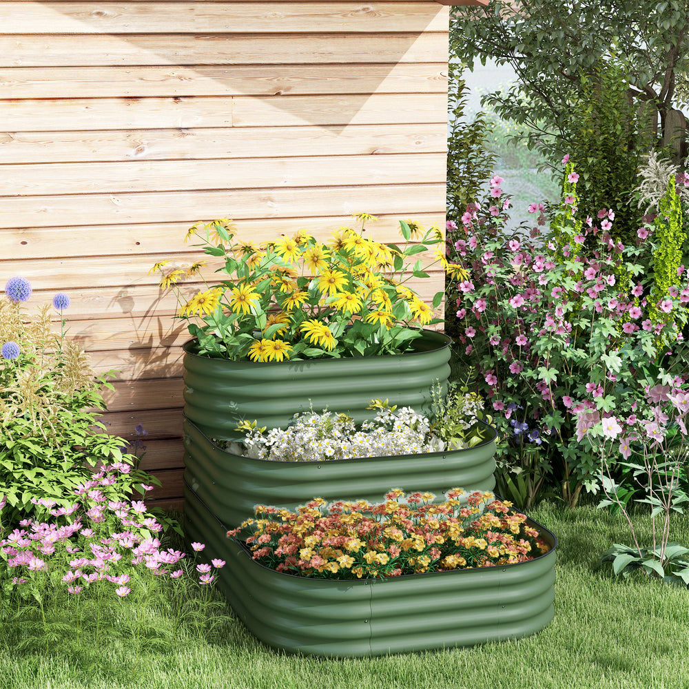 Versatile 3-Tier Galvanized Steel Garden Planter