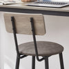 Cozy Grey Round Bar Stool Set with Backrest and Shelf