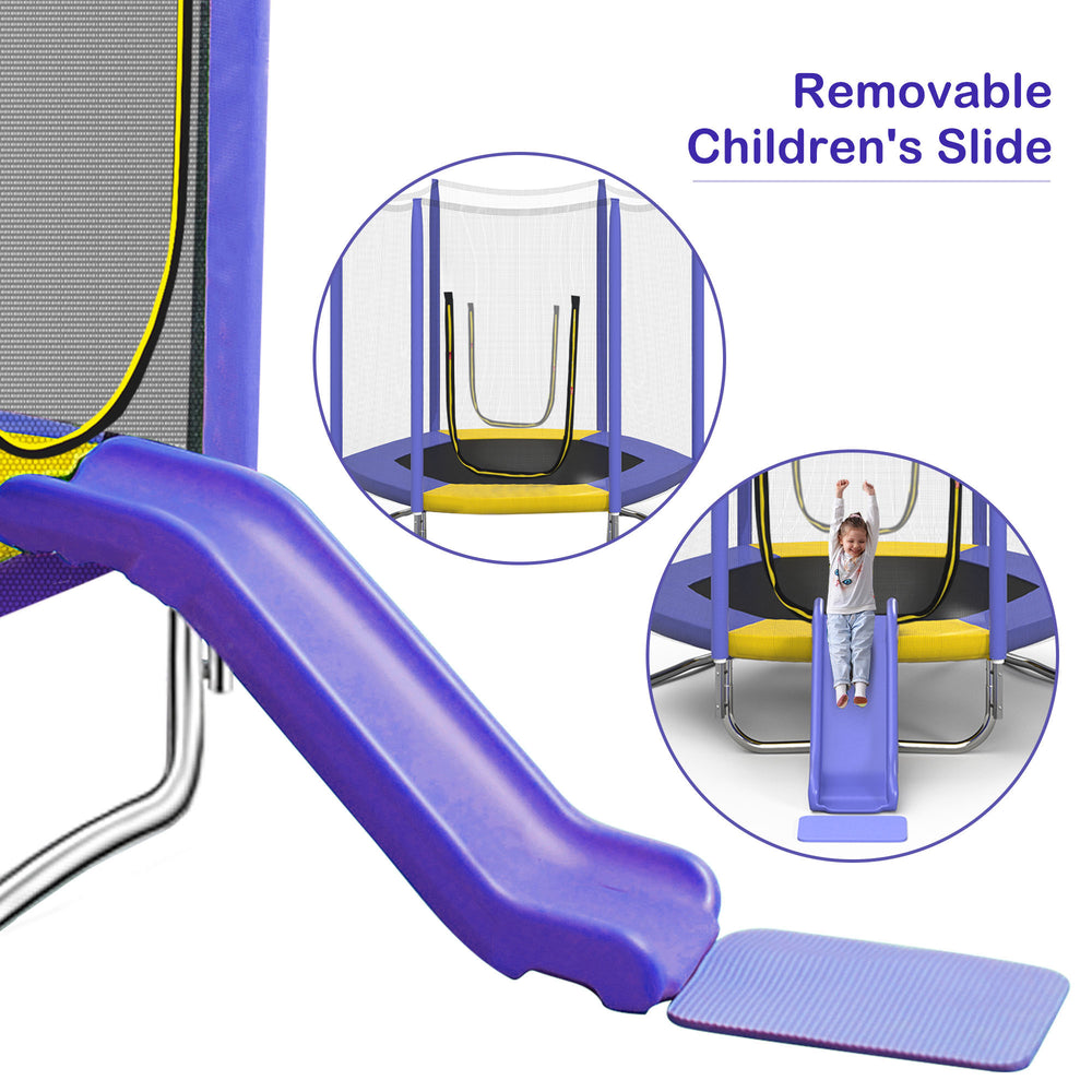 Kid's Joy Trampoline with Slide & Safety Net