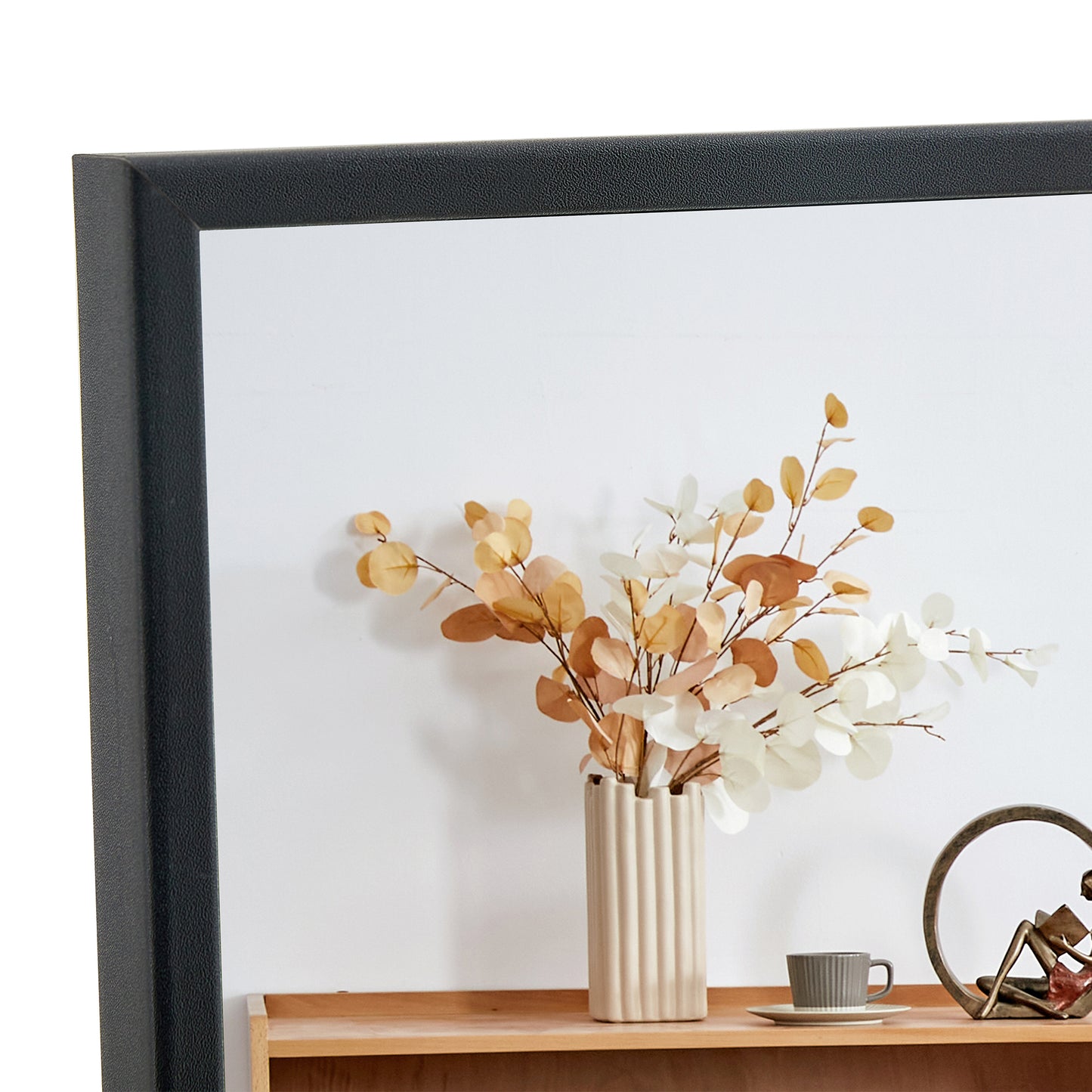 Chic Full-Length Black Wood Mirror