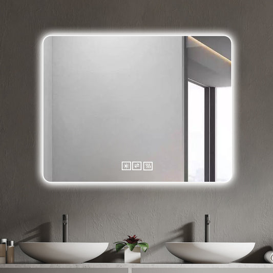 Glow & Go Bathroom Mirror: Dual LED Light, Anti-Fog Magic, Dimmable Delight!