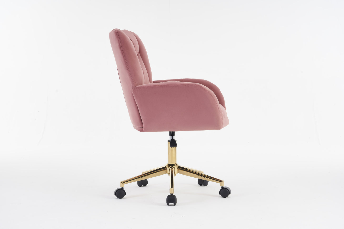 Chic Pink Velvet Swivel Chair with Gold Base