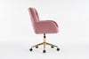 Chic Pink Velvet Swivel Chair with Gold Base