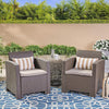 Cozy Outdoor Wicker Club Chairs with Beige Cushions