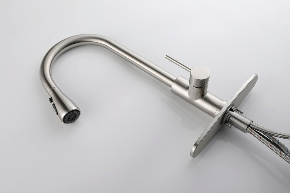 Sleek Pull-Down Kitchen Faucet with Brushed Nickel Finish